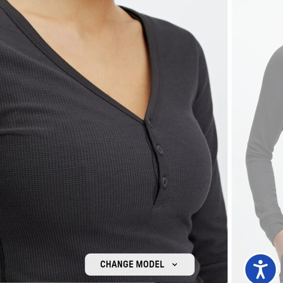 Fabletics Long-Sleeve Waffle Henley Pewter XL - Picture 8 of 9